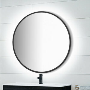 Miroir Zeus éclairage décoratif à LED et cadre noir- diamètre 80 cm- AC 230V 50Hz- 12 W- Aluminium et Verre