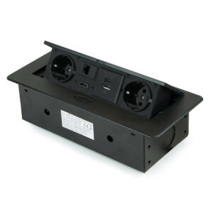 Multiconnecteur Atom 26 A+C pour bureau - Peint en noir- Acier et Plastique et Zamak