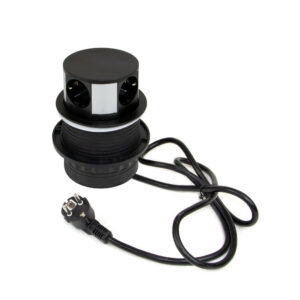 Multiconnecteur Vertikal Push diamètre 100mm -  3 prises de type Schuko -  1 USB type A -  1 USB type C -  Acier et Plastique -