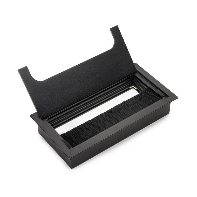 Passe-cables de table Quadrum - rectangulaire - 159x80mm à encastrer - Aluminium - Peint en noir