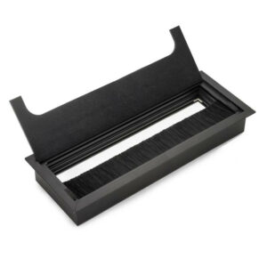 Passe-cables de table Quadrum - rectangulaire - 269x80mm à encastrer - Aluminium - Noir