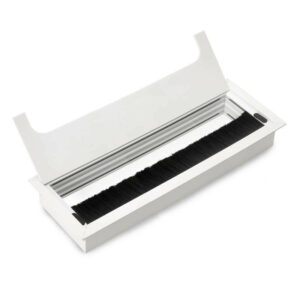 Passe-cables de table Quadrum - rectangulaire - 269x80mm à encastrer - Aluminium - Peint en blanc