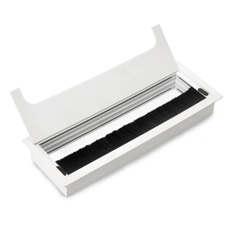 Passe-cables de table Quadrum - rectangulaire - 269x80mm à encastrer - Aluminium - Peint en blanc