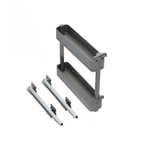 Porte-bouteilles latéral extractible Harmony avec fermeture amortie -  Module largeur 150mm hauteur 700mm -  Acier et Bois -  Gr