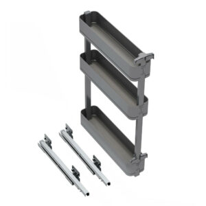 Porte-bouteilles latéral extractible Harmony avec fermeture amortie -  Module largeur 150mm hauteur 800mm -  Acier et Bois -  Gr