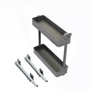 Porte-bouteilles latéral extractible Harmony avec fermeture amortie -  Module largeur 200mm hauteur 700mm -  Acier et Bois -  Gr