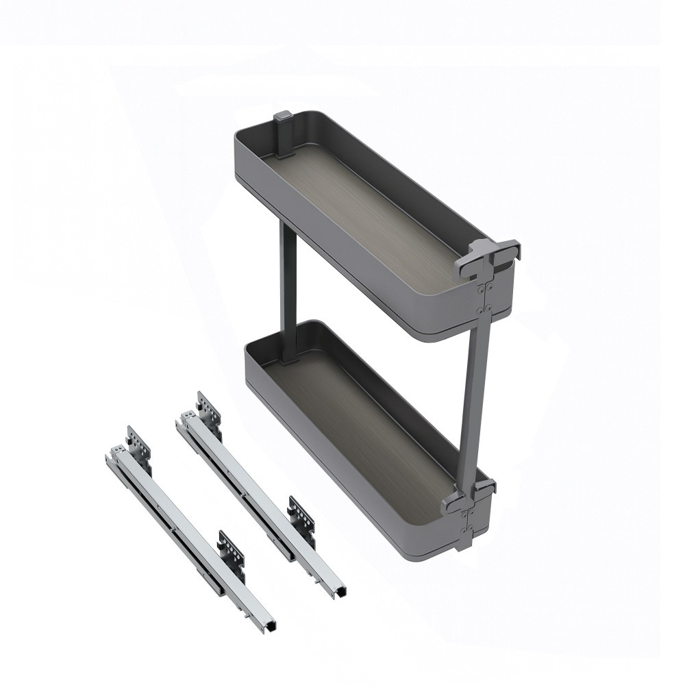 Porte-bouteilles latéral extractible Harmony avec fermeture amortie - Module largeur 200mm hauteur 700mm - Acier et Bois - Gr