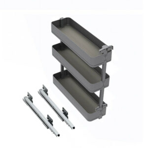 Porte-bouteilles latéral extractible Harmony avec fermeture amortie -  Module largeur 200mm hauteur 800mm -  Acier et Bois -  Gr