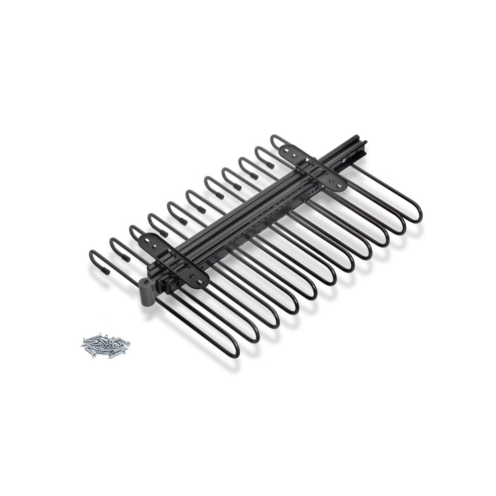 Porte-pantalons extractible - 11 tiges - guides d'extraction totale - Acier - Titane