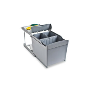 Poubelle de recyclage pour fixation inférieure et extraction automatique dans caisson de cuisine 1x16litres 2x7 - 5litres -  Pla