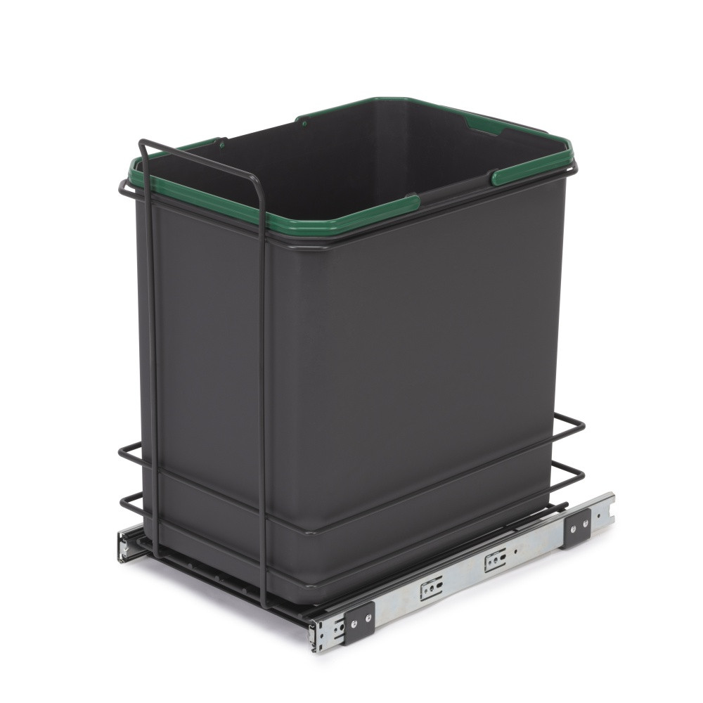 poubelle de recyclage pour montage inférieur et extraction manuelle pour meuble de cuisine Recycle 1x35 litres - Plastique gris