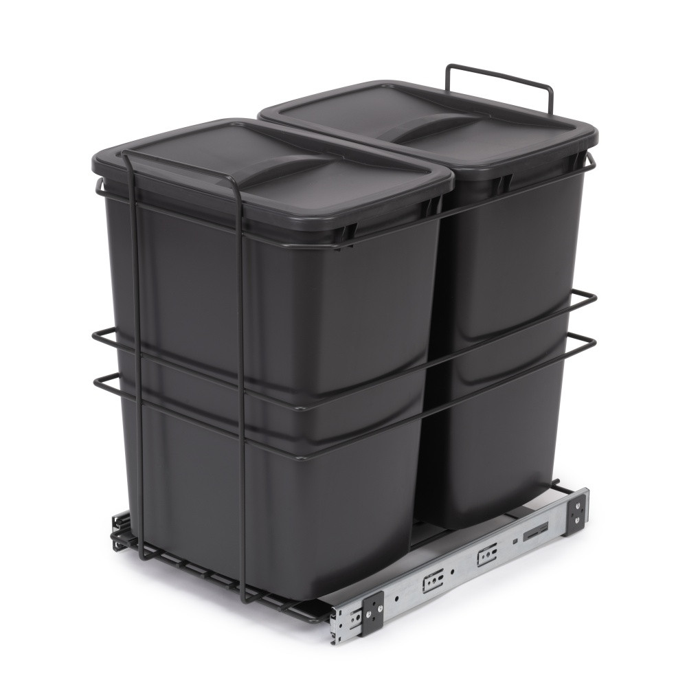 poubelle de recyclage pour montage inférieur et extraction manuelle pour meuble de cuisine Recycle 2x35litres - Plastique gris