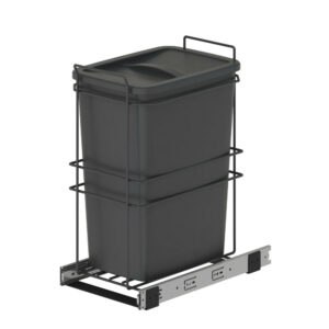 Poubelle de recyclage Recycle pour cuisine -  35 L -  fixation par le bas et extraction manuelle -  Plastique gris antracite