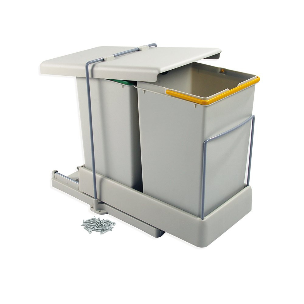 Poubelles de recyclage à fixation inférieure et extraction automatique avec 2 conteneurs 14 litros