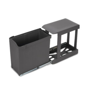 Poubelles de recyclage pour la cuisine - 1 x 30L - fixation inférieure et extraction automatique - Acier et Plastique - Gris