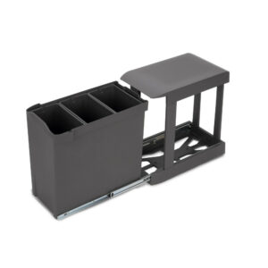Poubelles de recyclage pour la cuisine -  3 x 10L -  fixation inférieure et extraction automatique -  Acier et Plastique -  Gris