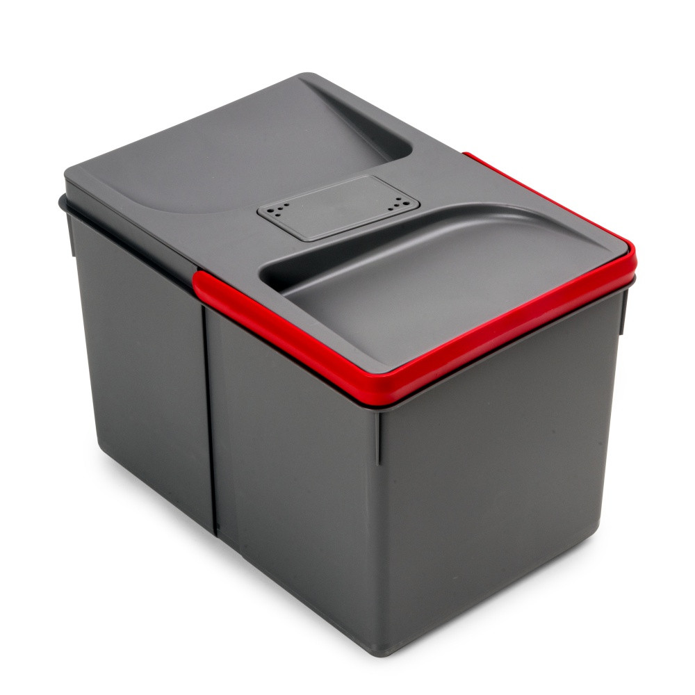 Poubelles pour tiroir de cuisine Recycle avec couvercle anti-odeurs - Hauteur 216mm - 1x12litres - Plastique gris anthracite