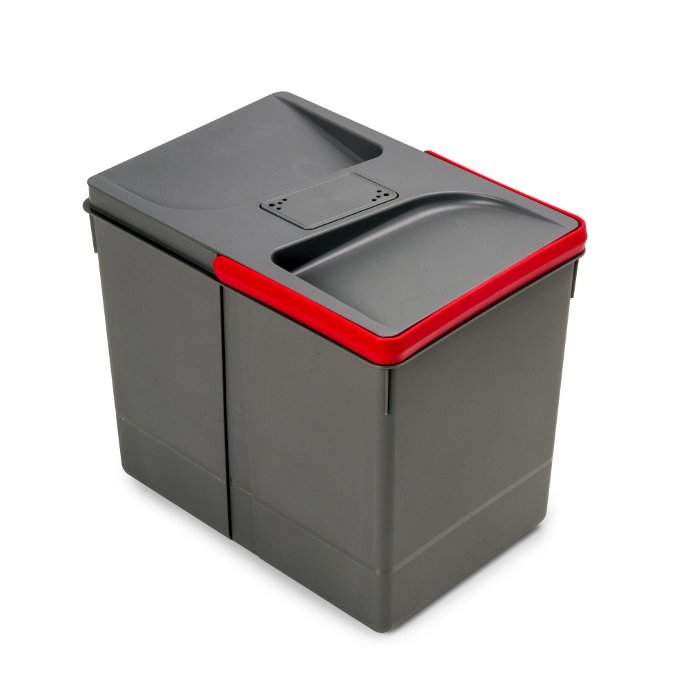 Poubelles pour tiroir de cuisine Recycle avec couvercle anti-odeurs - Hauteur 266 - 1x15litres - Plastique Gris antracite