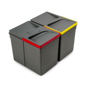 Poubelles pour tiroir de cuisine Recycle avec couvercle anti-odeurs - Hauteur 266 - 2x15litres - Plastique gris antracite