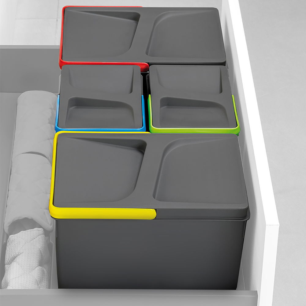 Poubelles pour tiroir de cuisine Recycle, Hauteur 216, 1 x 12 litres, gris
