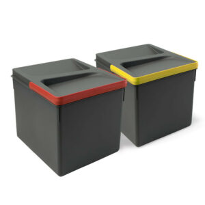 Poubelles pour tiroir de cuisine Recycle, Hauteur 216, 2 x 12 litres, gris