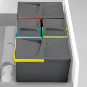 Poubelles pour tiroir de cuisine Recycle, Hauteur 216, 2 x 6 litres, gris