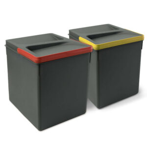 Poubelles pour tiroir de cuisine Recycle, Hauteur 266, 2 x 15 litres, gris