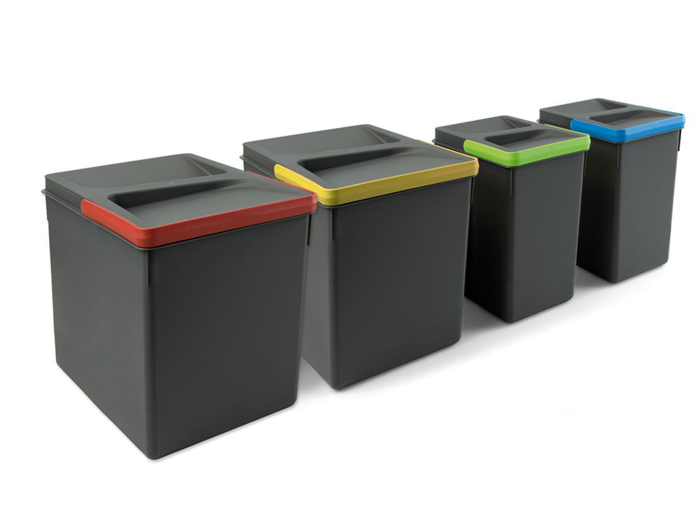 Poubelles pour tiroir de cuisine Recycle, Hauteur 266, 2x15 litres + 2x7 litres