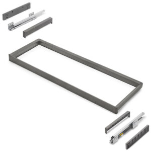 Rack avec glissières à extension totale et à fermeture douce pour accessoires d'armoire Quartz -  1012-1038mm -  Aluminium et pl