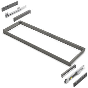 Rack avec glissières à extension totale et à fermeture douce pour accessoires d'armoire Quartz -  1062-1088mm -  Aluminium et pl