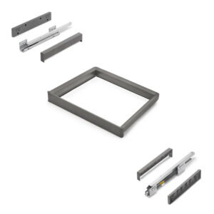 Rack avec glissières à extension totale et à fermeture douce pour accessoires d'armoire Quartz -  562-588mm -  Aluminium et plas