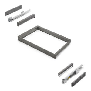 Rack avec glissières à extension totale et à fermeture douce pour accessoires d'armoire Quartz -  662-688mm -  Aluminium et plas