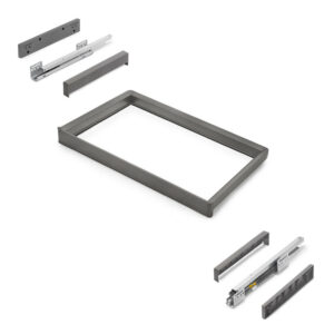 Rack avec glissières à extension totale et à fermeture douce pour accessoires d'armoire Quartz -  712-738mm -  Aluminium et plas