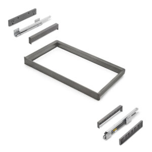 Rack avec glissières à extension totale et à fermeture douce pour accessoires d'armoire Quartz -  762-788mm -  Aluminium et plas