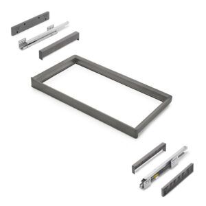 Rack avec glissières à extension totale et à fermeture douce pour accessoires d'armoire Quartz -  787-813mm -  Aluminium et plas