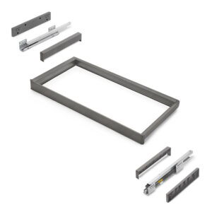 Rack avec glissières à extension totale et à fermeture douce pour accessoires d'armoire Quartz -  812-838mm -  Aluminium et plas