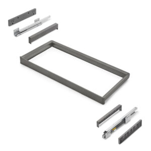 Rack avec glissières à extension totale et à fermeture douce pour accessoires d'armoire Quartz -  837-863mm -  Aluminium et plas