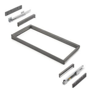 Rack avec glissières à extension totale et à fermeture douce pour accessoires d'armoire Quartz -  862-888mm -  Aluminium et plas