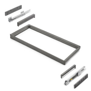 Rack avec glissières à extension totale et à fermeture douce pour accessoires d'armoire Quartz -  887-913mm -  Aluminium et plas