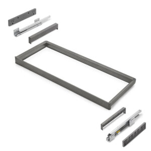 Rack avec glissières à extension totale et à fermeture douce pour accessoires d'armoire Quartz -  912-938mm -  Aluminium et plas