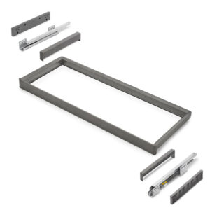 Rack avec glissières à extension totale et à fermeture douce pour accessoires d'armoire Quartz -  937-963mm -  Aluminium et plas