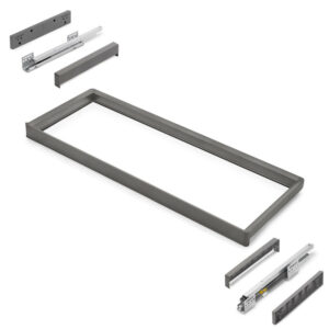 Rack avec glissières à extension totale et à fermeture douce pour accessoires d'armoire Quartz -  962-988mm -  Aluminium et plas