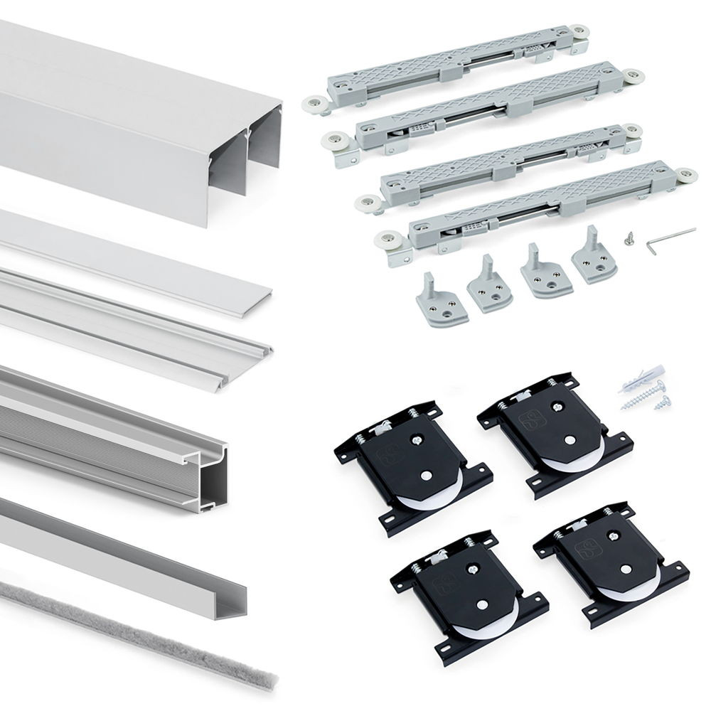 Système coulissant pour armoires à 2 portes - profils Sharp + fermeture amortie