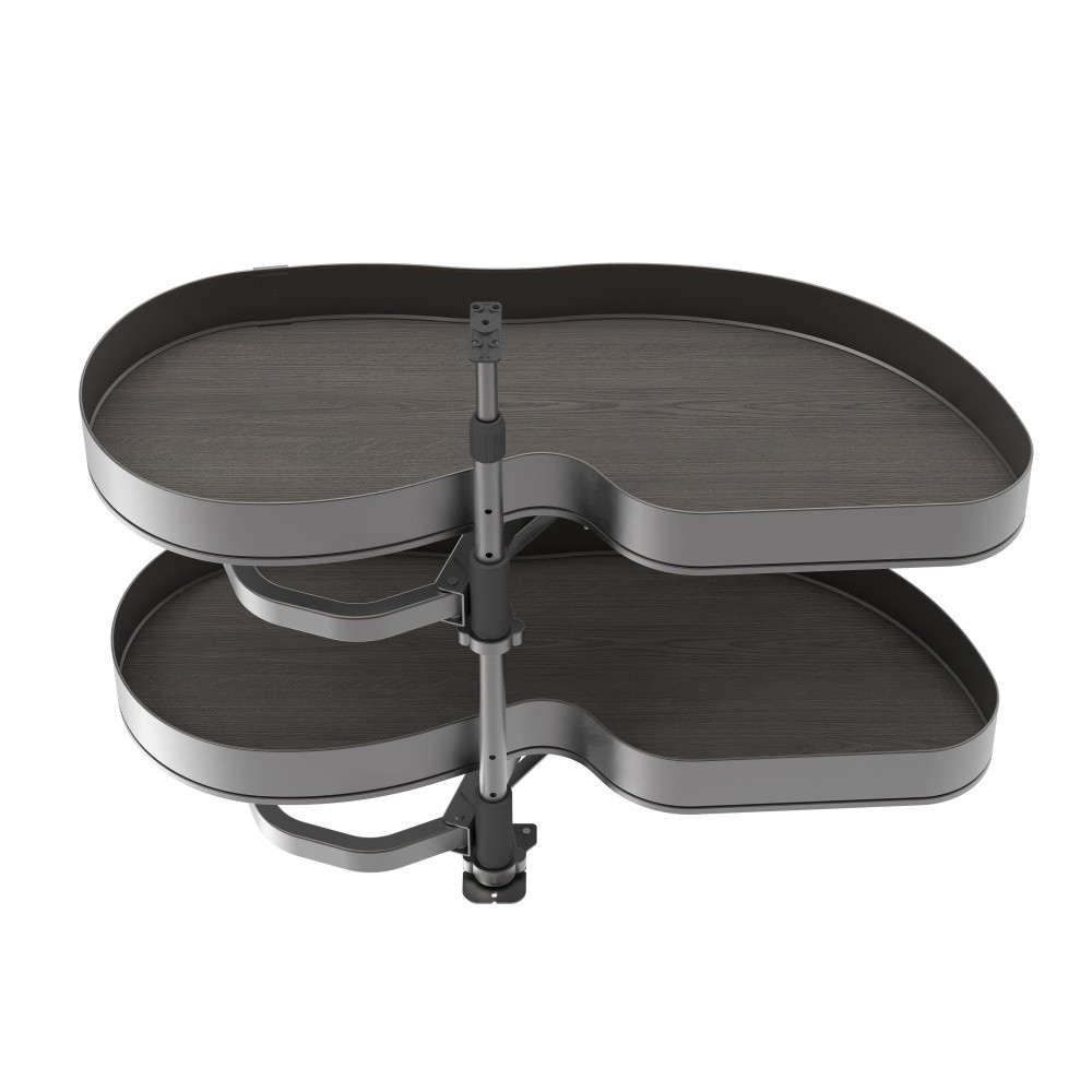 Systéme d’angle Lake Harmony pour meuble de cuisine - Droite - Hauteur réglable - Acier et Bois - Gris anthracite