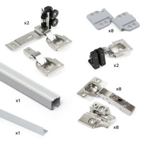 Système Twofold en format kit pour 2 portes coulissantes à fermeture amortie