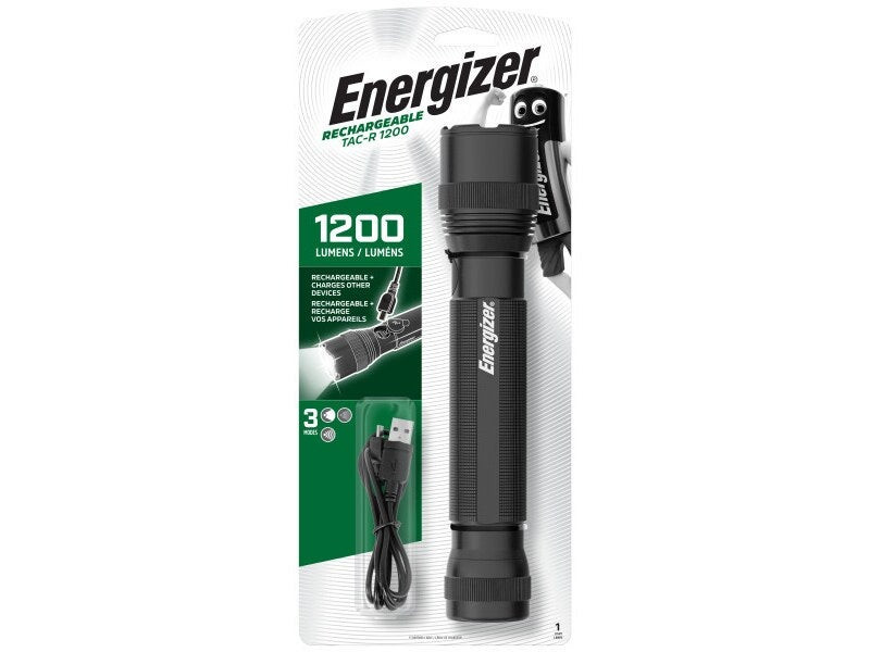 Lampe torche rechargeable 3 modes 1200 lm noire ENERGIZER