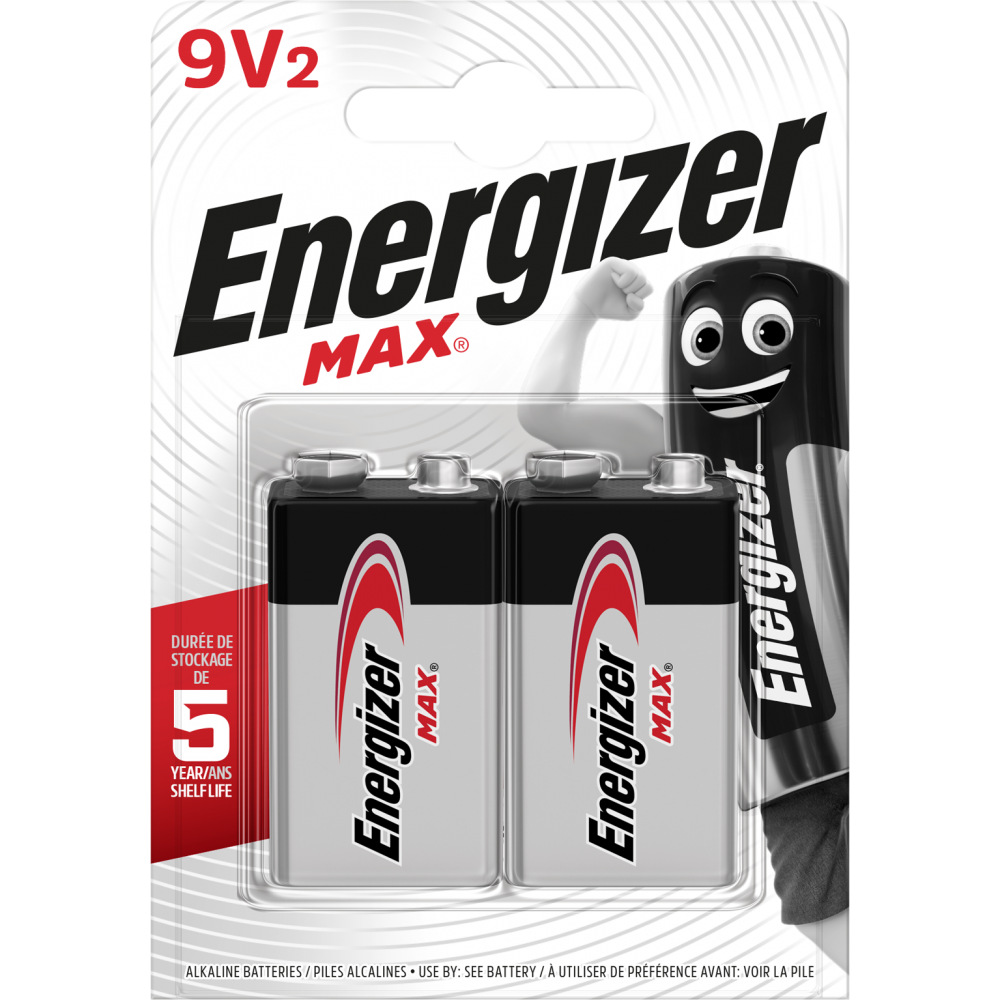 Lot de 2 piles alcaline 9 v Max, 9 V, ENERGIZER