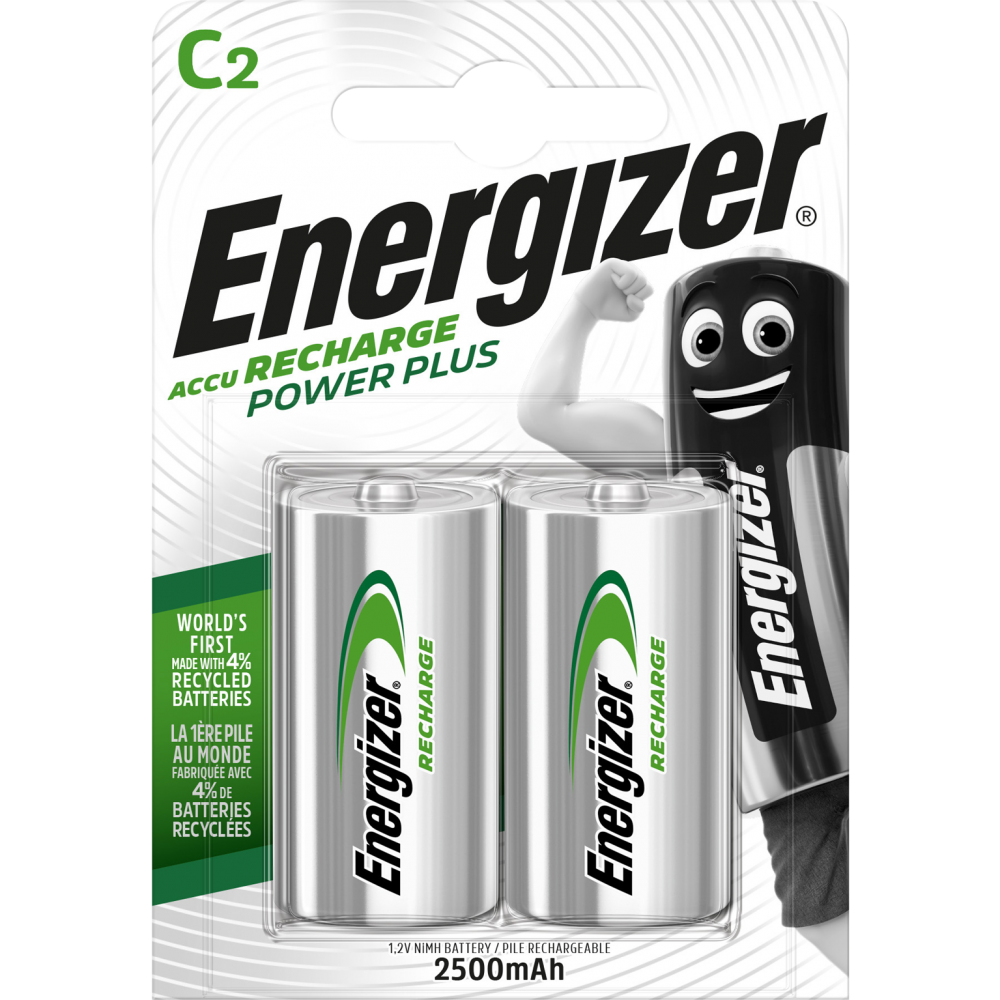 Lot de 2 piles rechargeable lr14, 2200 mAh, ENERGIZER