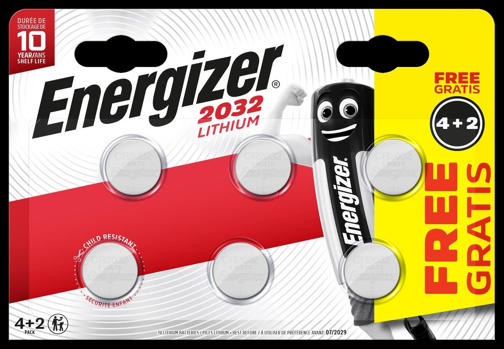 Lot de 4 + 2 piles bouton cr2032 / dl2032 Ultimate lithium, 3 V, ENERGIZER