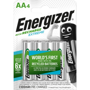 Lot de 4 piles rechargeable aa Extreme, 2300 mAh, ENERGIZER